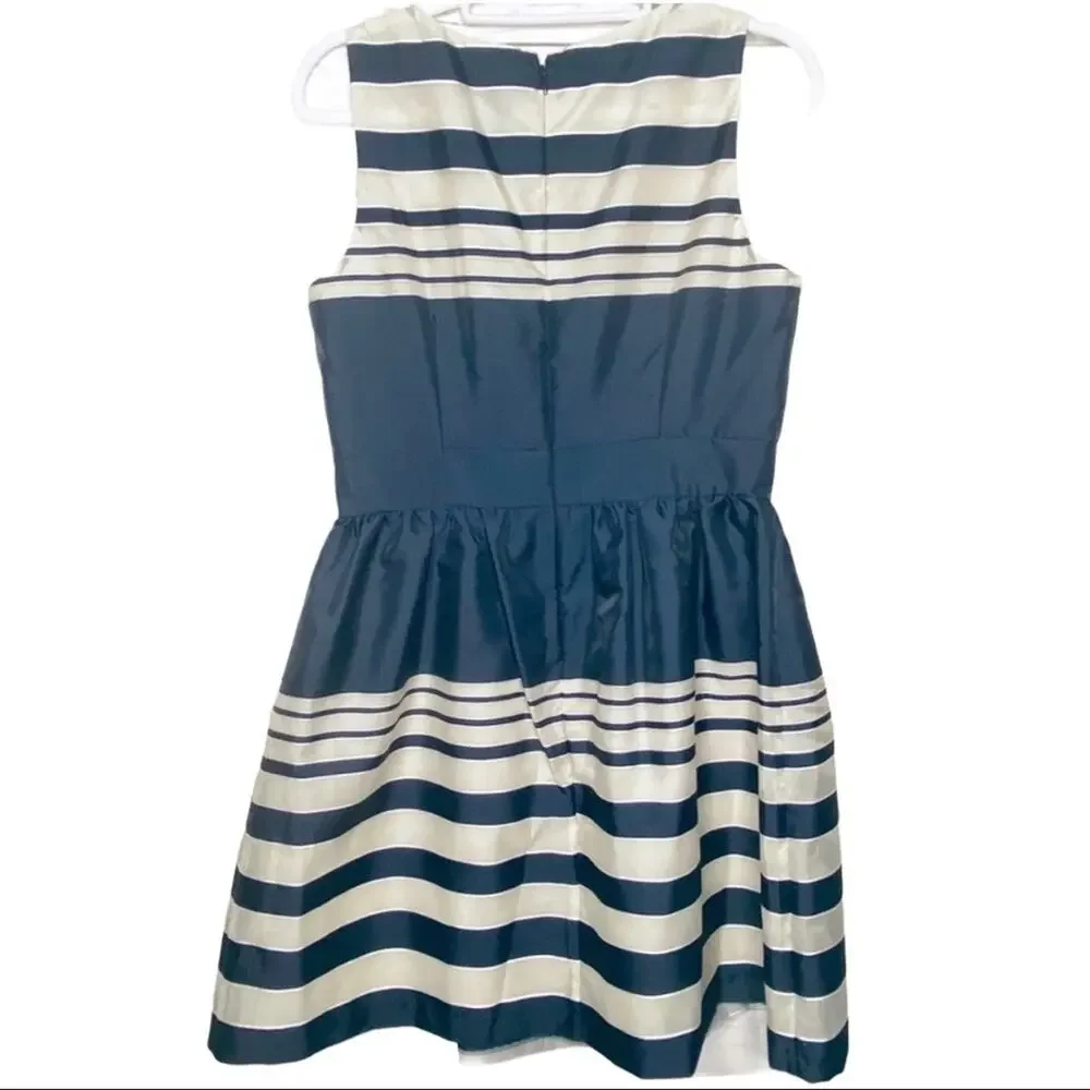 Taylor Blue Tan Striped Sleeveless Fit & Flare Dress Size 10
